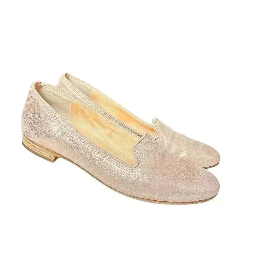 Paul Green Rose Gold Metallic Leather Loafers Size 7.5 | Luxury Comfort Slip-On